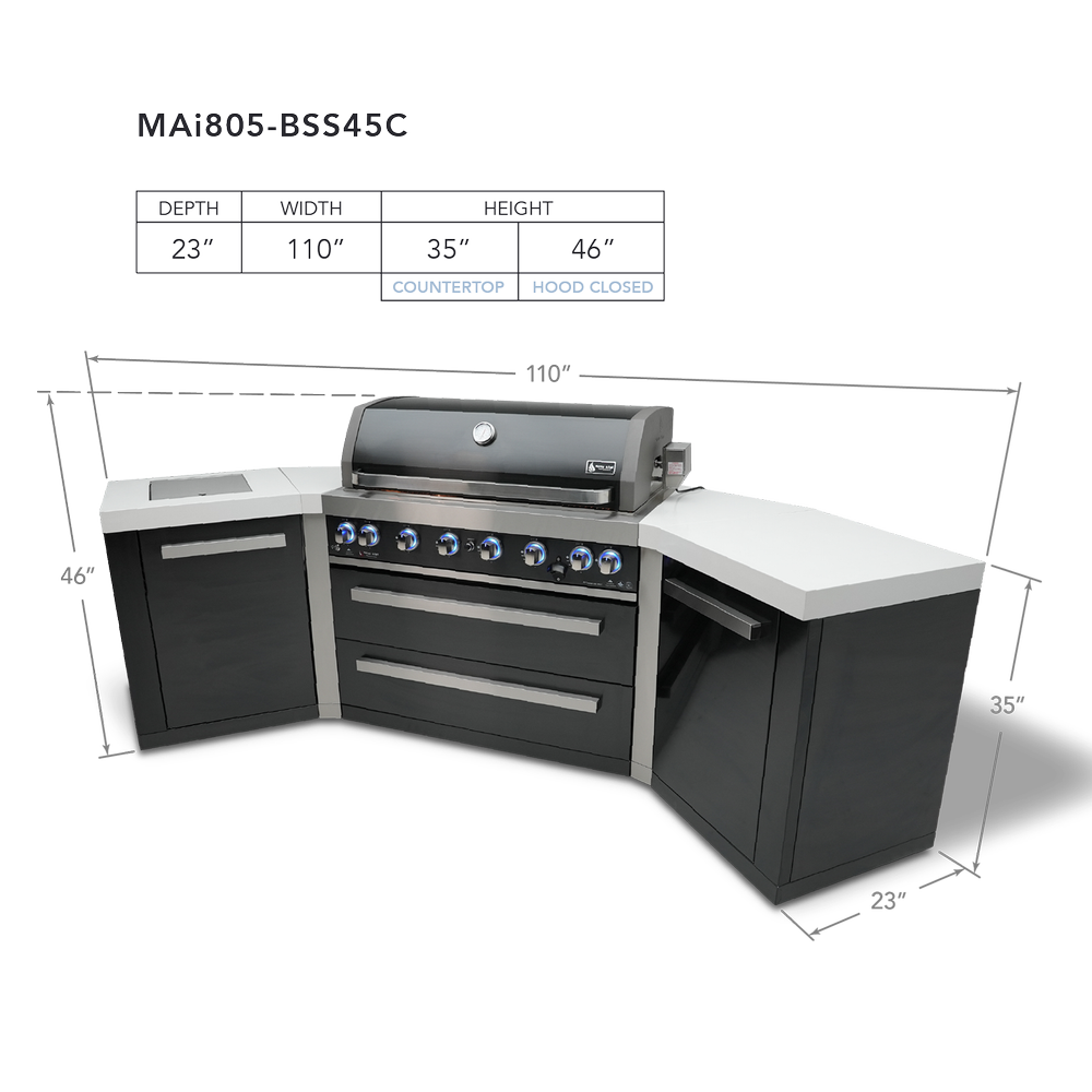 Mont Alpi 805 Black Stainless Steel Island With 45-Degree Corners - MAi805-BSS45 - MyBBQDirect