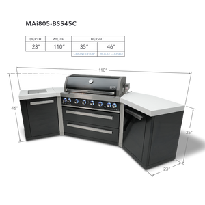 Mont Alpi 805 Black Stainless Steel Island With 45-Degree Corners - MAi805-BSS45 - MyBBQDirect