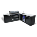 Mont Alpi 805 Black Stainless Steel BBQ Grill Island with 90 Degree Corner and Beverage Center - MAi805-BSS90BEV
