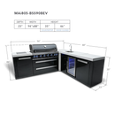 Mont Alpi 805 Black Stainless Steel BBQ Grill Island with 90 Degree Corner and Beverage Center - MAi805-BSS90BEV