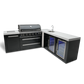 Mont Alpi 805 Black Stainless Steel BBQ Grill Island with 90 Degree Corner, Beverage Center and Fridge Cabinet - MAi805-BSS90BEVFC - MyBBQDirect