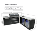 Mont Alpi 805 Black Stainless Steel BBQ Grill Island with 90 Degree Corner, Beverage Center and Fridge Cabinet - MAi805-BSS90BEVFC