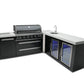 Mont Alpi 805 Black Stainless Steel BBQ Grill Island with 90 Degree Corner, Beverage Center and Fridge Cabinet - MAi805-BSS90BEVFC - MyBBQDirect