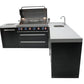 Mont Alpi 805 Black Stainless Steel BBQ Grill Island with 90 Degree Corner, Beverage Center and Fridge Cabinet - MAi805-BSS90BEVFC - MyBBQDirect