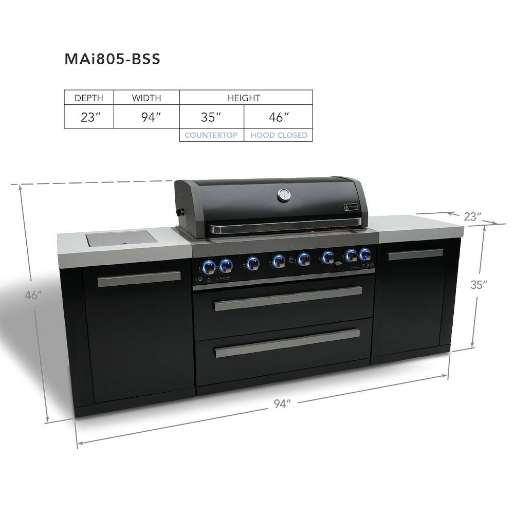 Mont Alpi 805 Black Stainless Steel Island - MAi805-BSS - MyBBQDirect
