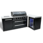 Mont Alpi 805 Black Stainless Steel Island with 90 Degree Corner and Fridge Cabinet - MAi805-BSS90FC - MyBBQDirect