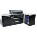 Mont Alpi 805 Black Stainless Steel Island with 90 Degree Corner and Fridge Cabinet - MAi805-BSS90FC