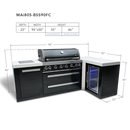 Mont Alpi 805 Black Stainless Steel Island with 90 Degree Corner and Fridge Cabinet - MAi805-BSS90FC