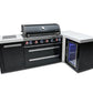 Mont Alpi 805 Black Stainless Steel Island with 90 Degree Corner and Fridge Cabinet - MAi805-BSS90FC - MyBBQDirect