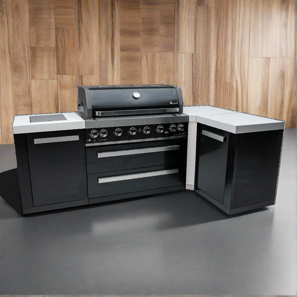 Mont Alpi 805 Black Stainless Steel Island With A 90-Degree Corner - MAi805-BSS90 - MyBBQDirect
