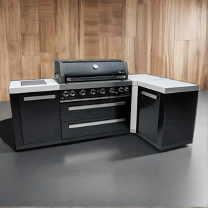 Mont Alpi 805 Black Stainless Steel Island With A 90-Degree Corner - MAi805-BSS90 - MyBBQDirect