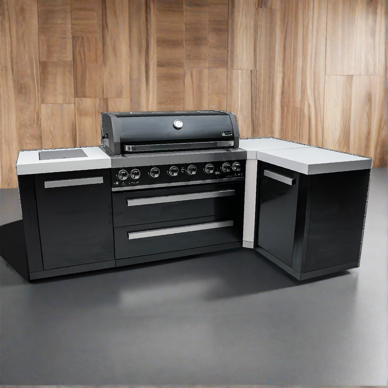 Mont Alpi 805 Black Stainless Steel Island With A 90-Degree Corner - MAi805-BSS90