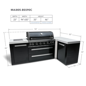 Mont Alpi 805 Black Stainless Steel Island With A 90-Degree Corner - MAi805-BSS90 - MyBBQDirect