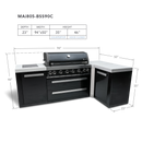 Mont Alpi 805 Black Stainless Steel Island With A 90-Degree Corner - MAi805-BSS90