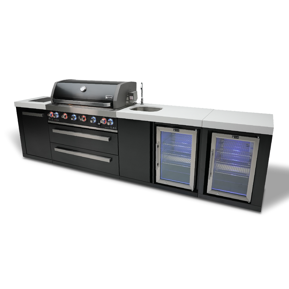 Mont Alpi 805 Black Stainless Steel Island with Beverage Center and Fridge Cabinet - MAi805-BSSBEVFC - MyBBQDirect