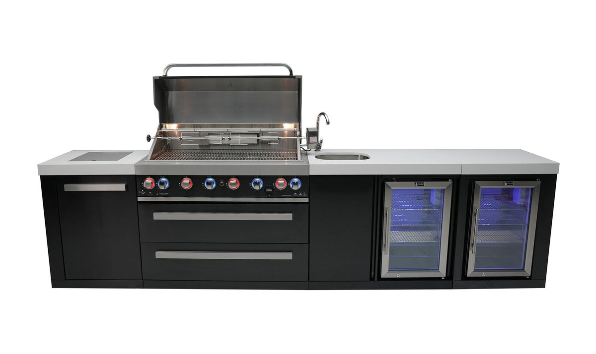 Mont Alpi 805 Black Stainless Steel Island with Beverage Center and Fridge Cabinet - MAi805-BSSBEVFC - MyBBQDirect