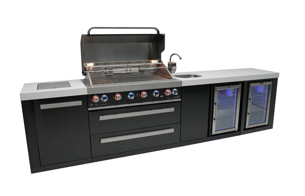Mont Alpi 805 Black Stainless Steel Island with Beverage Center and Fridge Cabinet - MAi805-BSSBEVFC - MyBBQDirect