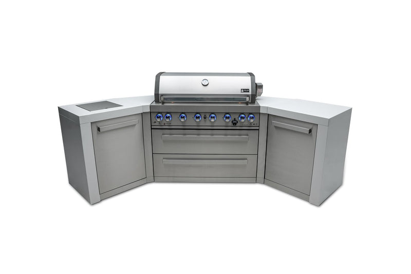 Mont Alpi 805 Deluxe BBQ Grill Island with 90 Degree Corner and Beverage Center 