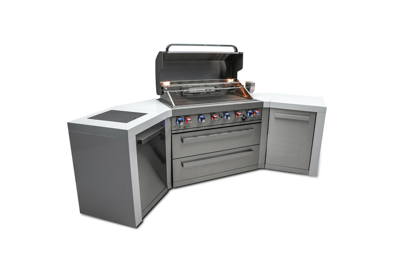 Mont Alpi 805 Deluxe BBQ Grill Island with 90 Degree Corner and Beverage Center 