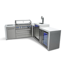 Mont Alpi 805 Deluxe BBQ Grill Island with 90 Degree Corner, Kegerator and Fridge Cabinet - MAi805-D90KEGFC