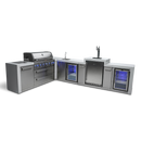 Mont Alpi 805 Deluxe BBQ Grill Island with 90 Degree Corner, Kegerator, Beverage Center and Fridge Cabinet - MAi805-D90KEGBEVFC