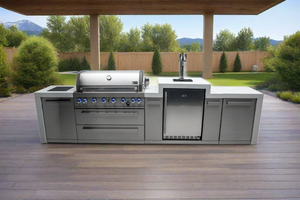 Mont Alpi 805 Deluxe BBQ Grill Island with Kegerator - MAi805-DKEG - MyBBQDirect