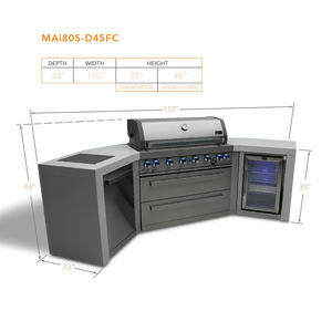 Mont Alpi 805 deluxe island with 45 degree corners and fridge cabinet - MAi805-D45FC - MyBBQDirect