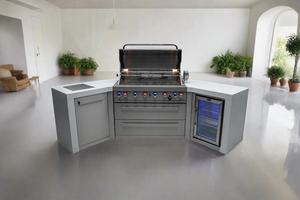 Mont Alpi 805 deluxe island with 45 degree corners and fridge cabinet - MAi805-D45FC - MyBBQDirect