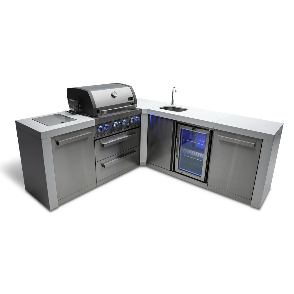 Mont Alpi 805 Deluxe Island with 90 Degree Corner and Beverage Center - MAi400-D90BEV - MyBBQDirect