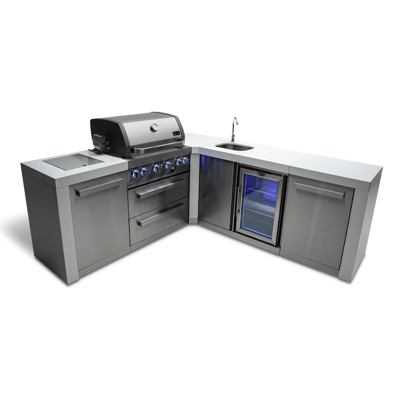 Mont Alpi 805 Deluxe Island with 90 Degree Corner and Beverage Center - MAi400-D90BEV
