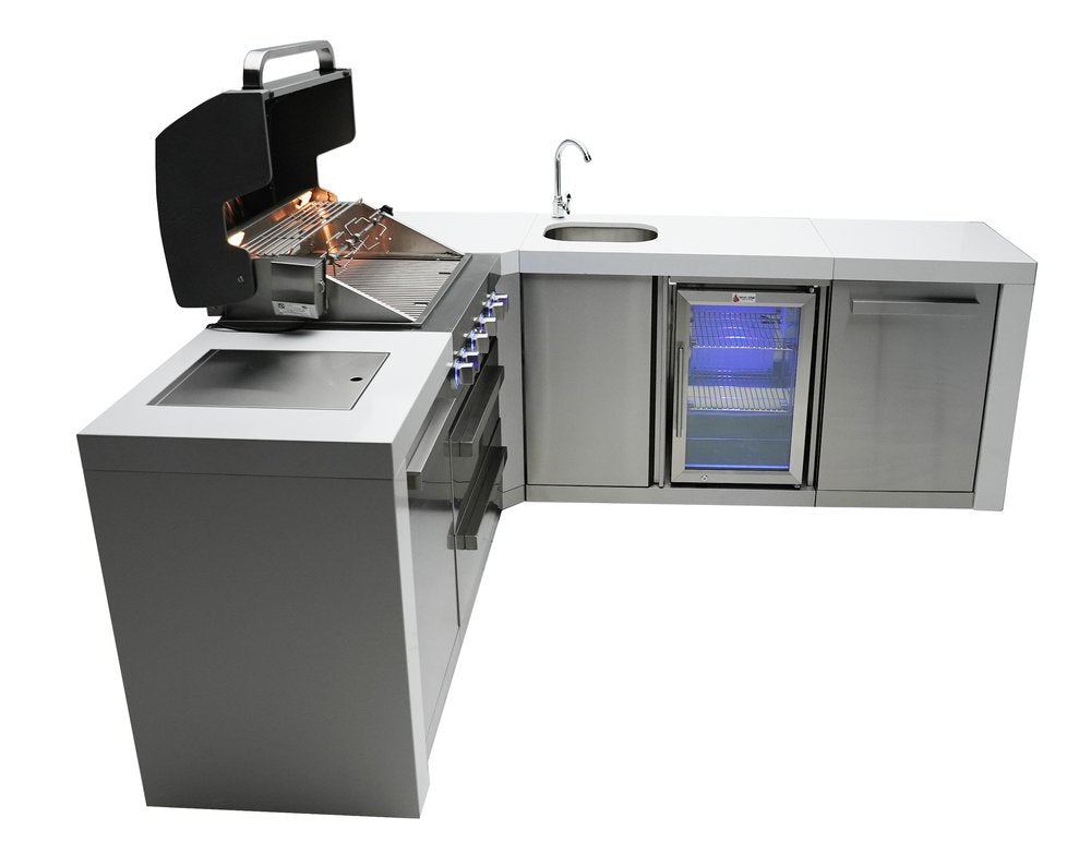 Mont Alpi 805 Deluxe Island with 90 Degree Corner and Beverage Center - MAi400-D90BEV - MyBBQDirect