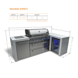 Mont Alpi 805 Deluxe Island With 90 Degree Corner And Fridge Cabinet - MAi805-D90FC - MyBBQDirect