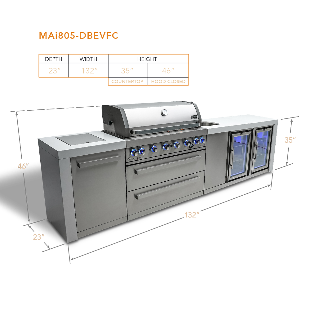 Mont Alpi 805 Deluxe Island With Beverage Center And Fridge Cabinet - MAi805-DBEVFC - MyBBQDirect