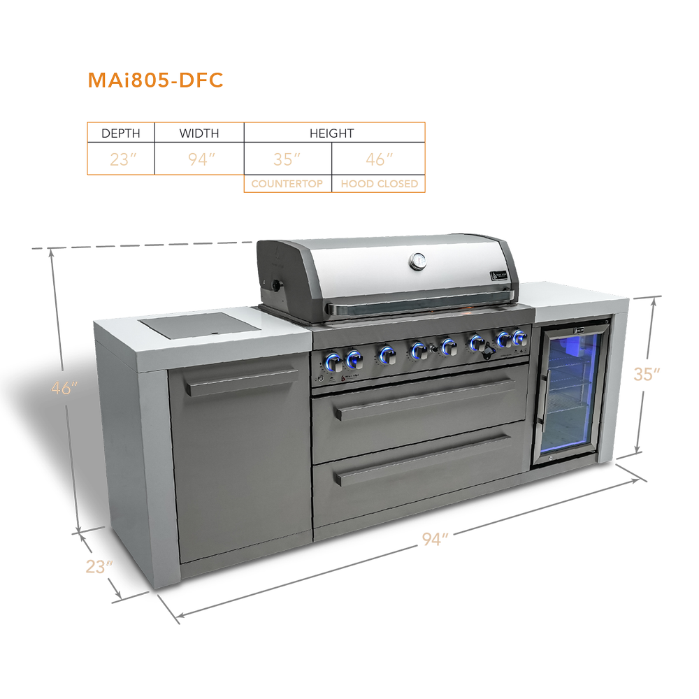 Mont Alpi 805 Deluxe Island with Fridge Cabinet - MAi805-DFC - MyBBQDirect
