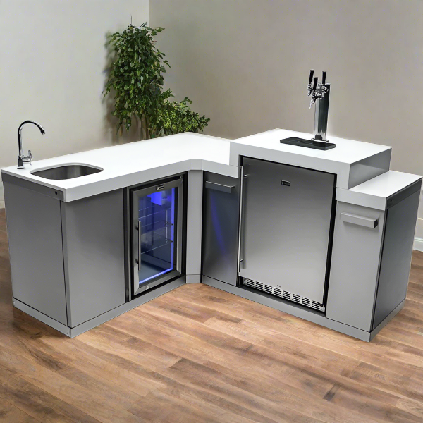 Mont Alpi Beverage Center with 90 Degree Corner and Kegerator - MA-BEV90KEG - MyBBQDirect