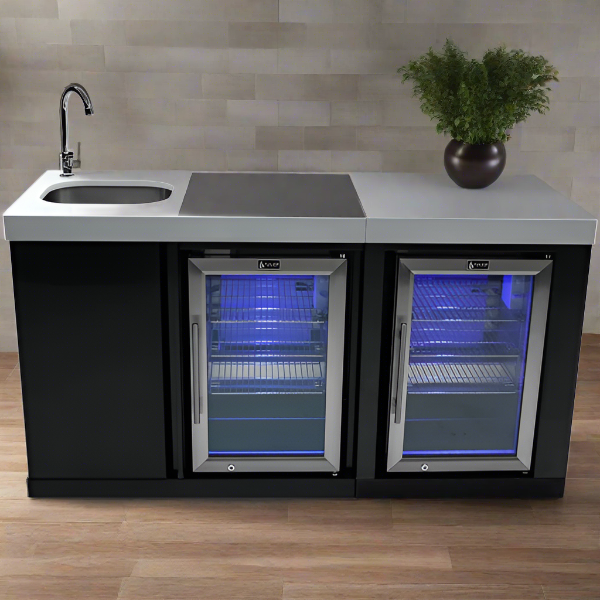 Mont Alpi Black Stainless Steel Beverage Center and Fridge Cabinet - MA-BEVBSSFC - MyBBQDirect
