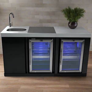 Mont Alpi Black Stainless Steel Beverage Center and Fridge Cabinet - MA-BEVBSSFC - MyBBQDirect