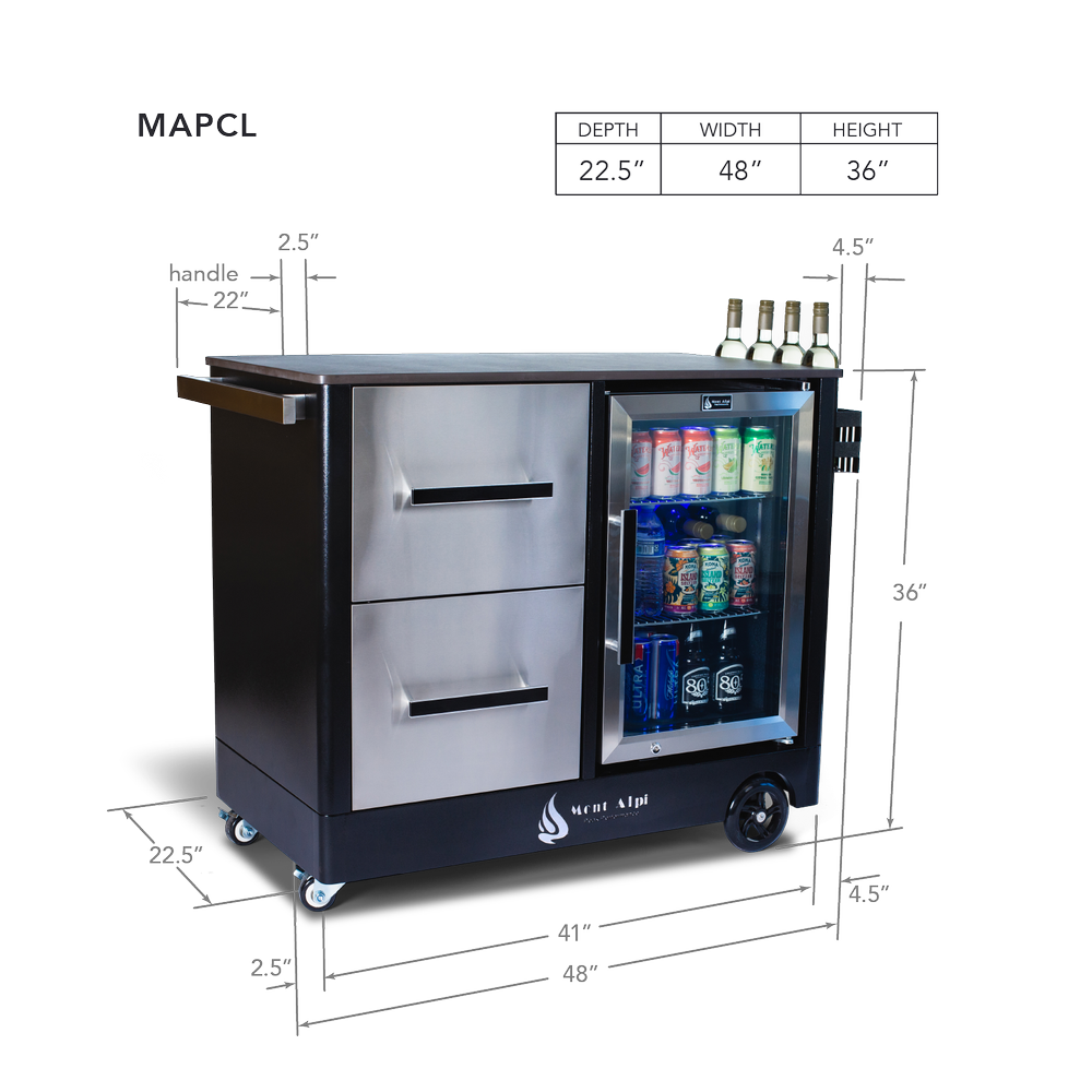 Mont Alpi Large Outdoor Prep Center / Bar Cart - MAPCL - MyBBQDirect