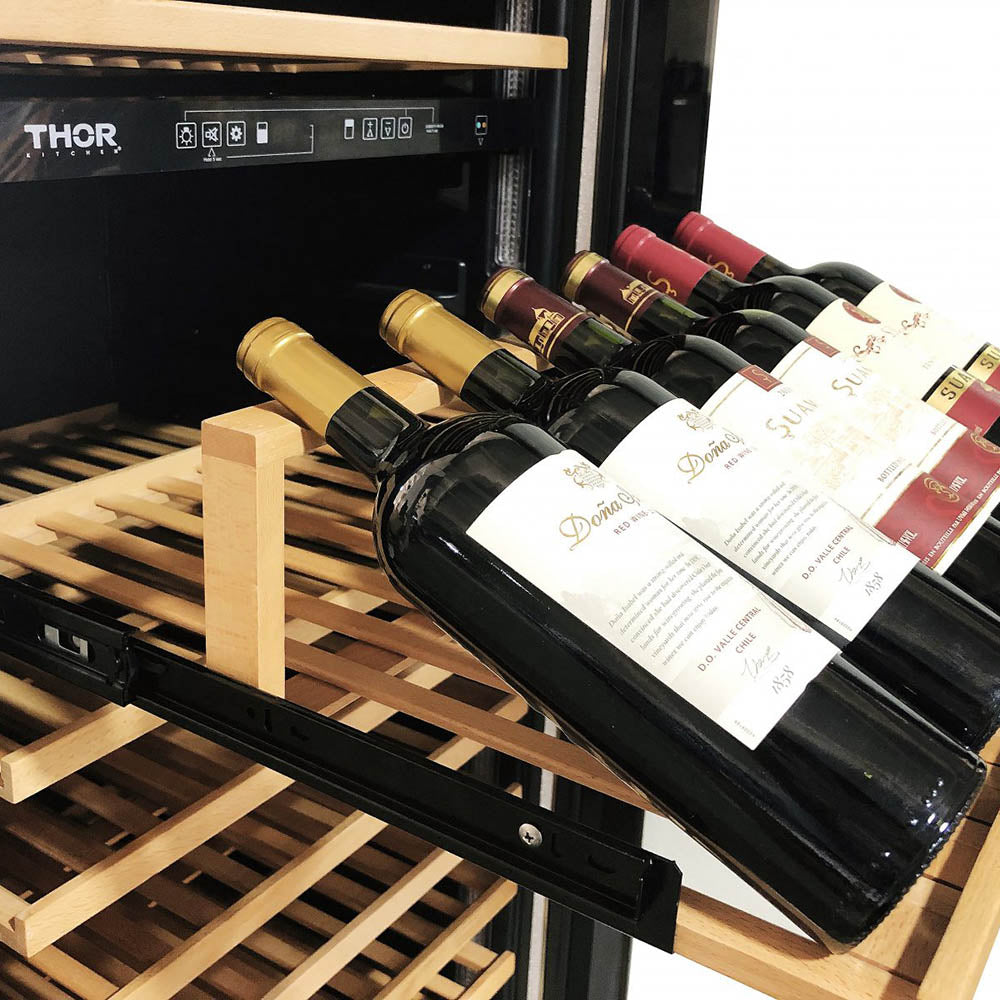 Thor Kitchen 24” Freestanding Wine Cooler with 162-Bottle Capacity and Dual Zone in Stainless Steel TWC2403DI