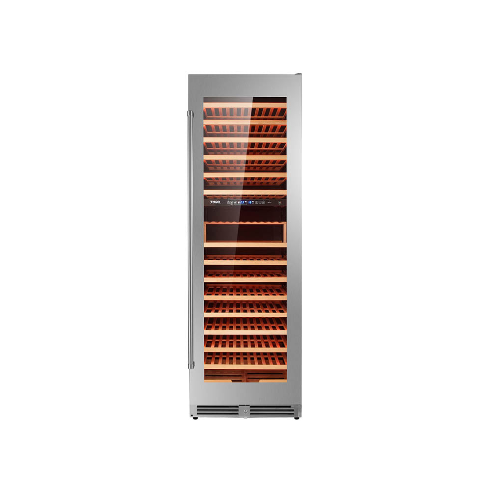 Thor Kitchen 24” Freestanding Wine Cooler with 162-Bottle Capacity and Dual Zone in Stainless Steel TWC2403DI