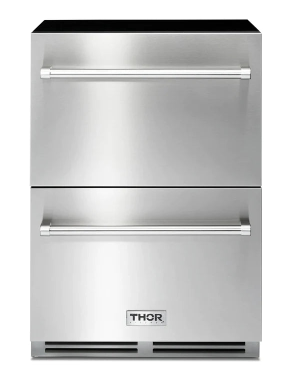 Thor Kitchen 24-Inch 5.4 cu. ft. Built-in Indoor/Outdoor Undercounter Double Drawer Refrigerator in Stainless Steel