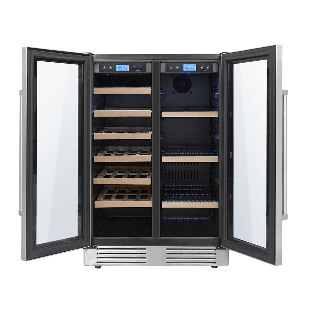 Thor Kitchen 24-Inch Independent Dual Zone Wine Cooler and Beverage Center with 21-Bottles and 95-Cans Capacity TBC2401DI