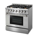 Thor Kitchen 3-Piece Pro Appliance Package - 36-Inch Gas Range, Dishwasher & Refrigerator with Water Dispenser in Stainless Steel