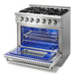 Thor Kitchen 36-Inch 5.2 cu. ft. Oven Dual Fuel Range in Stainless Steel HRD3606U