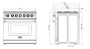 Thor Kitchen 36-Inch 6.0 Cu. Ft Single Oven Professional Gas Range in Stainless Steel LRG3601U