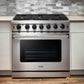 Thor Kitchen 36-Inch 6.0 Cu. Ft Single Oven Professional Gas Range in Stainless Steel LRG3601U