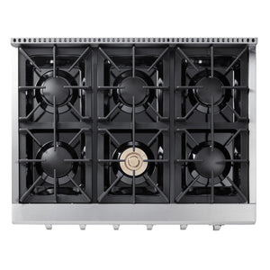 Thor Kitchen 36-Inch Gas Cooktop in Stainless Steel with 6 Burners HRT3618U