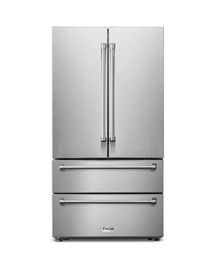Thor Kitchen 36-Inch 22.5 cu. ft Freestanding French Door Refrigerator with Ice Maker in Stainless Steel