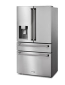 Thor Kitchen 5-Piece Appliance Package - 30-Inch Gas Range, Wall Mount Range Hood, Refrigerator with Water Dispenser, Dishwasher, and Microwave in Stainless Steel