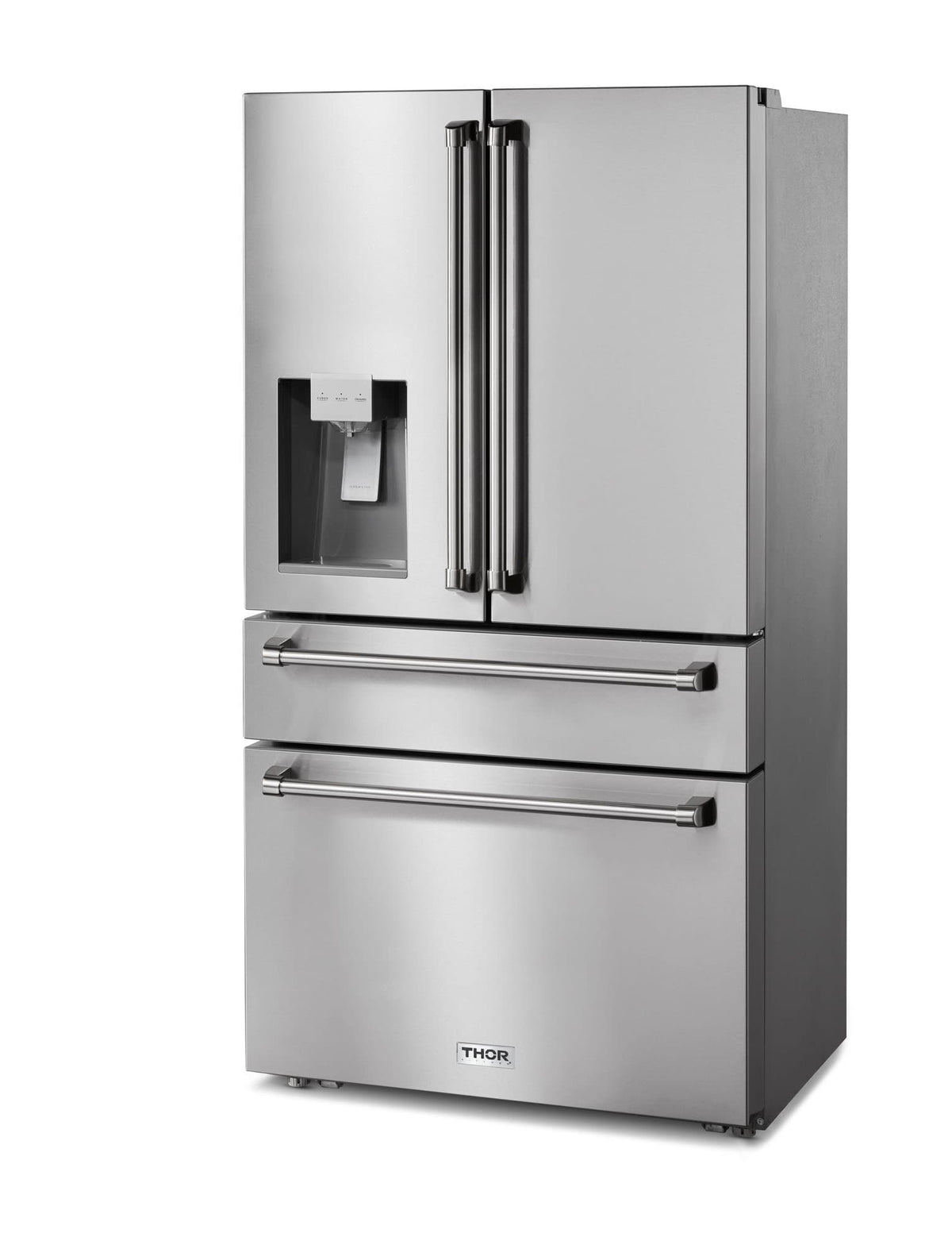 Thor Kitchen 5-Piece Appliance Package - 36-Inch Electric Range, Refrigerator with Water Dispenser, Dishwasher, Microwave, and Wine Cooler in Stainless Steel